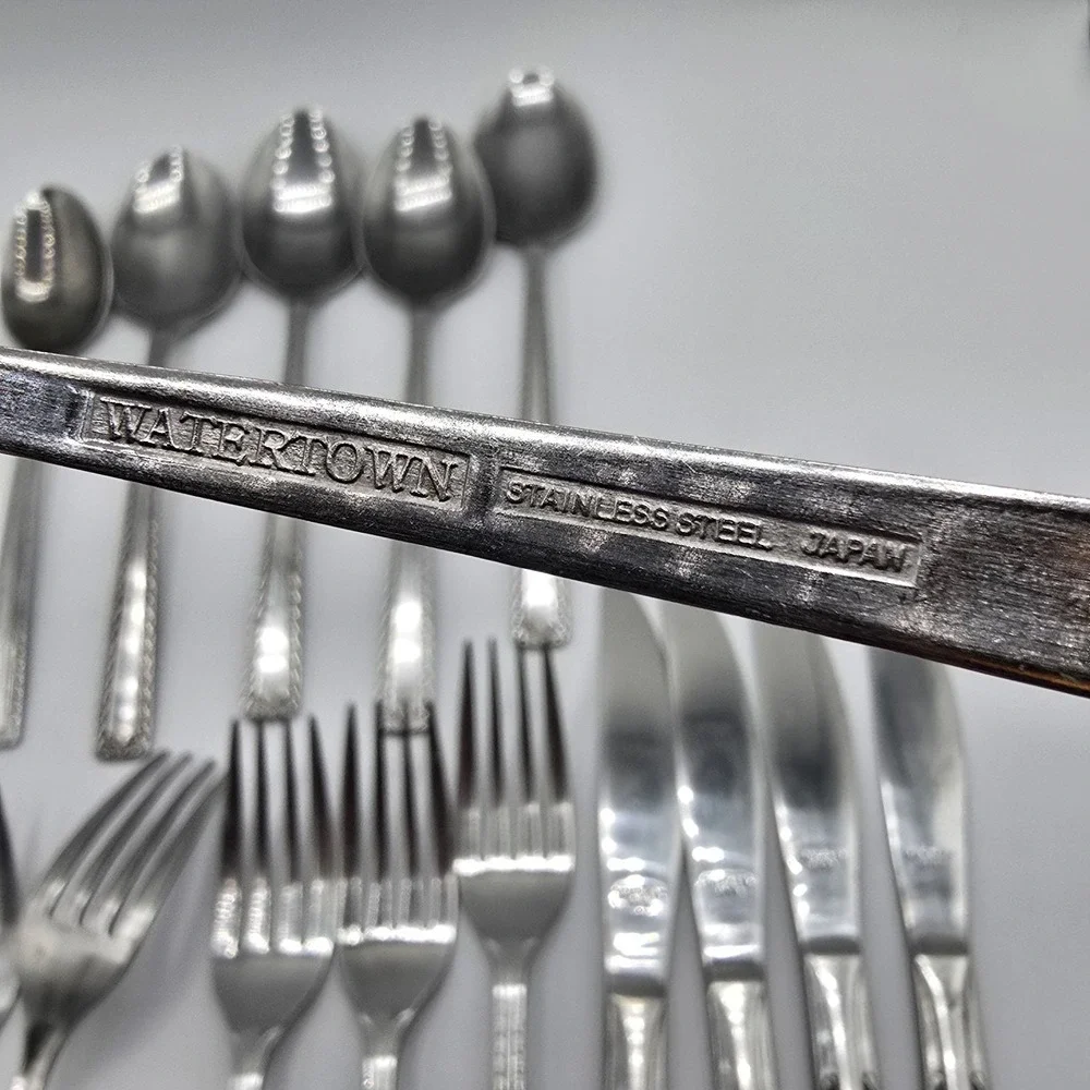 Vtg Lot of 18 WATERTOWN Mid-Century Stainless Steel Flatware Japan Spoon‎ Fork +